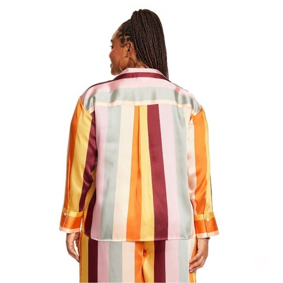 ⏳LAST DAY⏳NWT Fe Noel xTarget Mixed Vertical Stripe LongSleeve ButtonDown-S - Picture 6 of 9